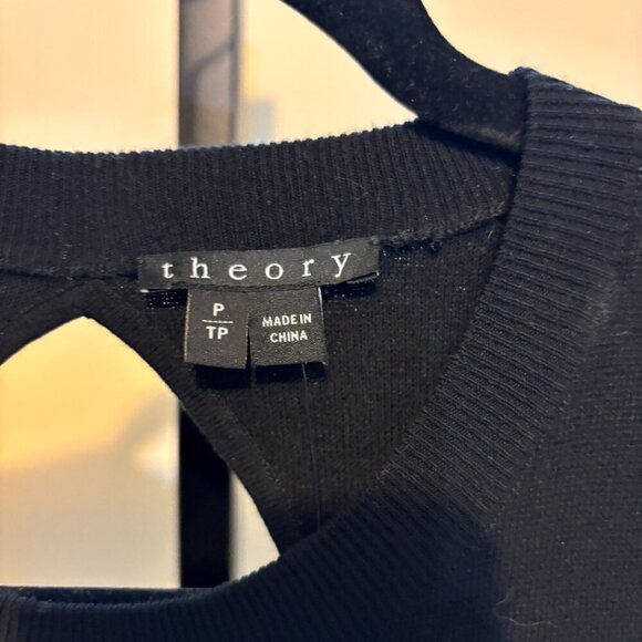 Theory Maysen Prosecco Black Sleeveless Cut Out Back Fit and Flare Dress - Picture 5 of 14